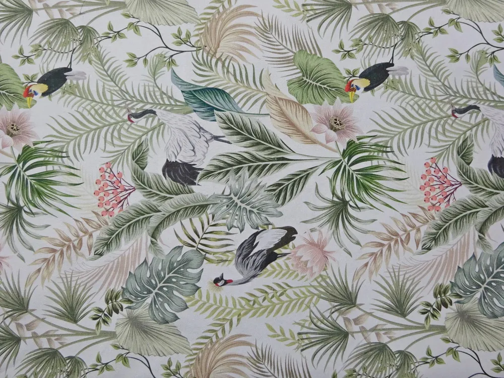 Poťahovka biela "zvieratá, listy" 