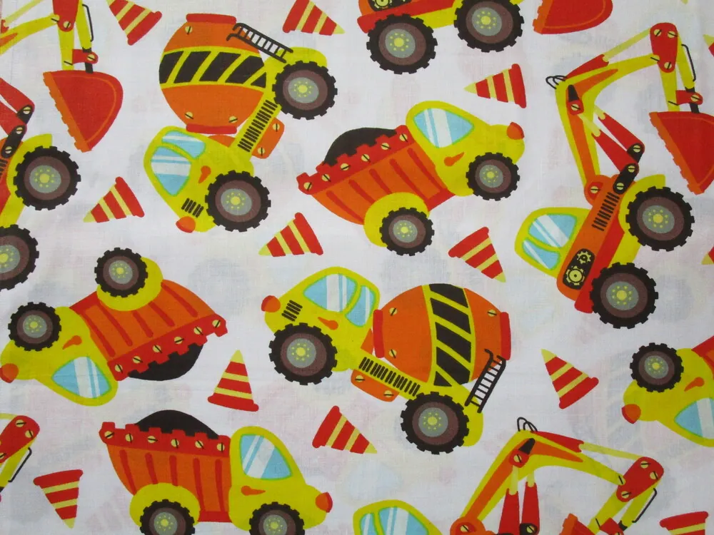 Bavlna biela "nákladné autá" 