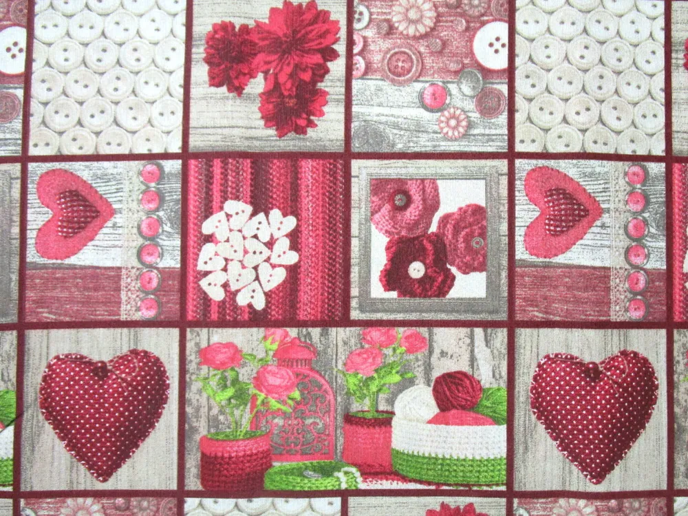 Poťahovka hnedá "srdiečko, gombíky, kvety"