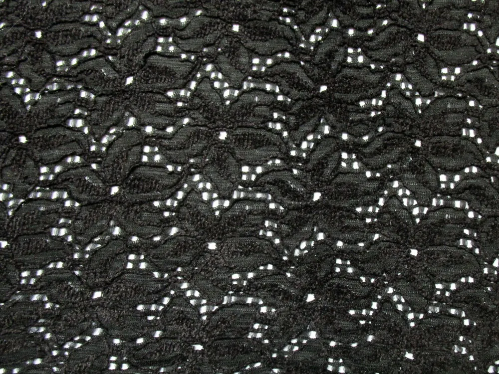 Krajka elastická čierna "plastické kvety"