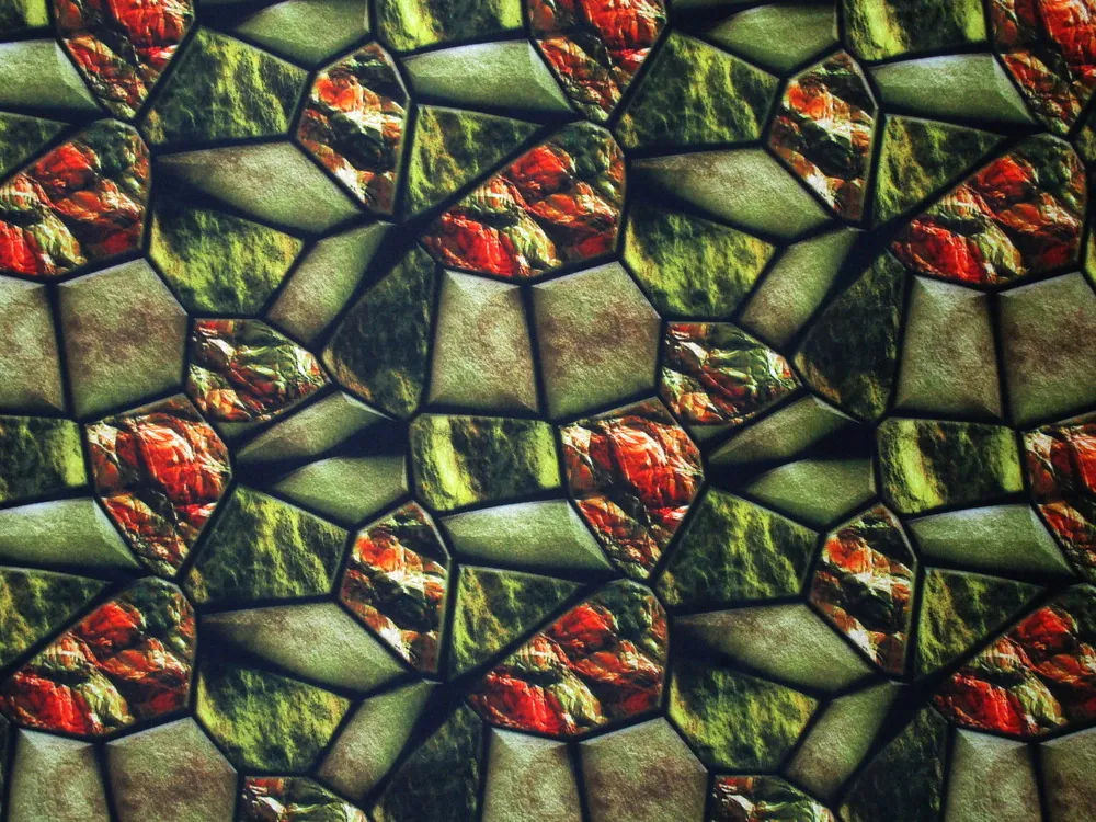 Hodváb olivový "zeleno-pomarančové kamene"