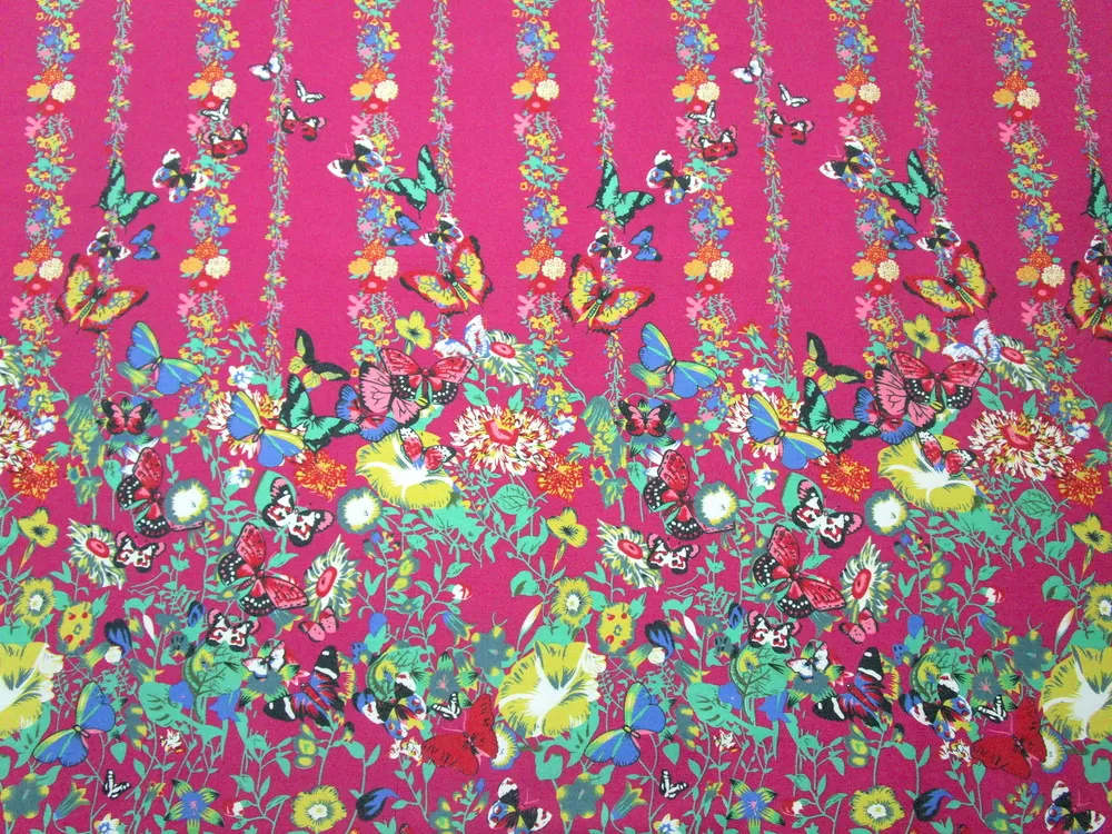 Riflovina ružová "motýle a kvety" - bordúra obojstranná