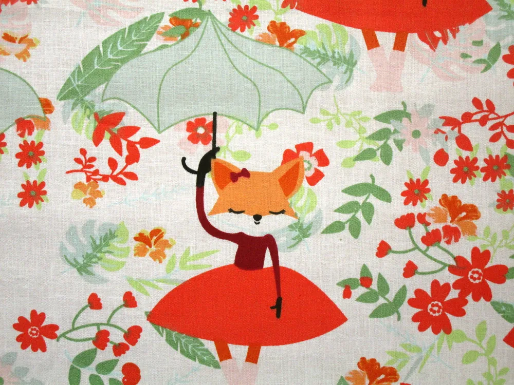 Bavlna biela "líška s dáždnikom"