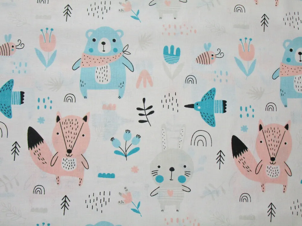 Bavlna biela "zvieratká" 