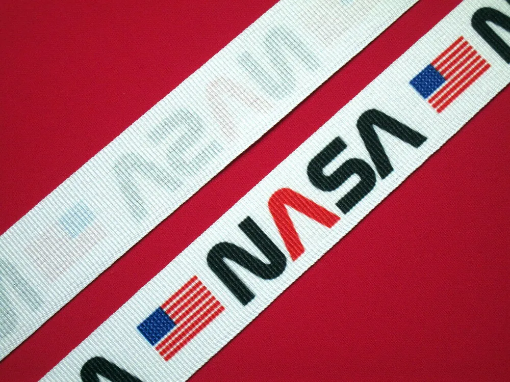 Stuha rypsová biela "NASA" 