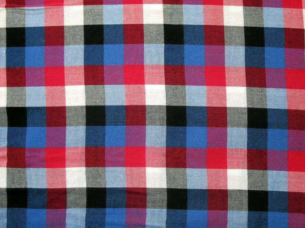 Košelovina bielo-červeno-modro-čierna "kocka"