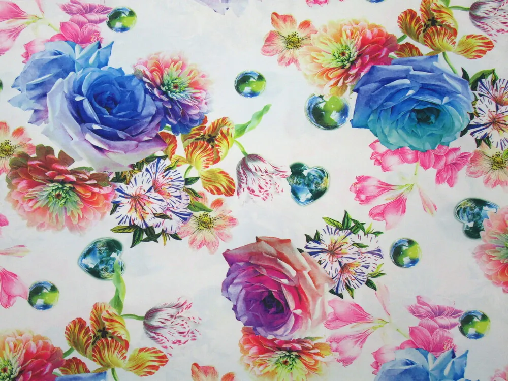 Šatovka biela "farebné kvety, srdiečka"