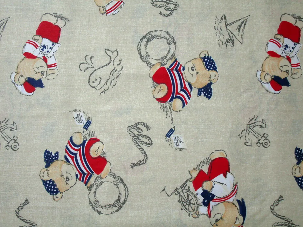 Bavlna béžová "macko námorník" 