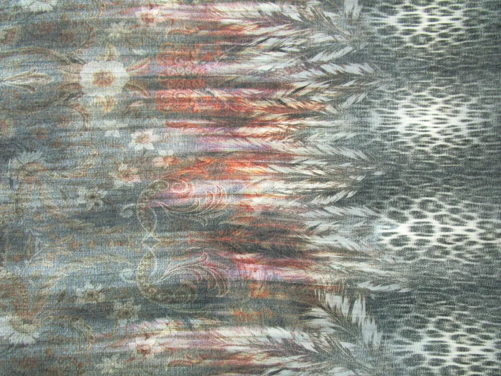 Úplet sivo-zelený "kvety, listy" - raport, talianska kolekcia