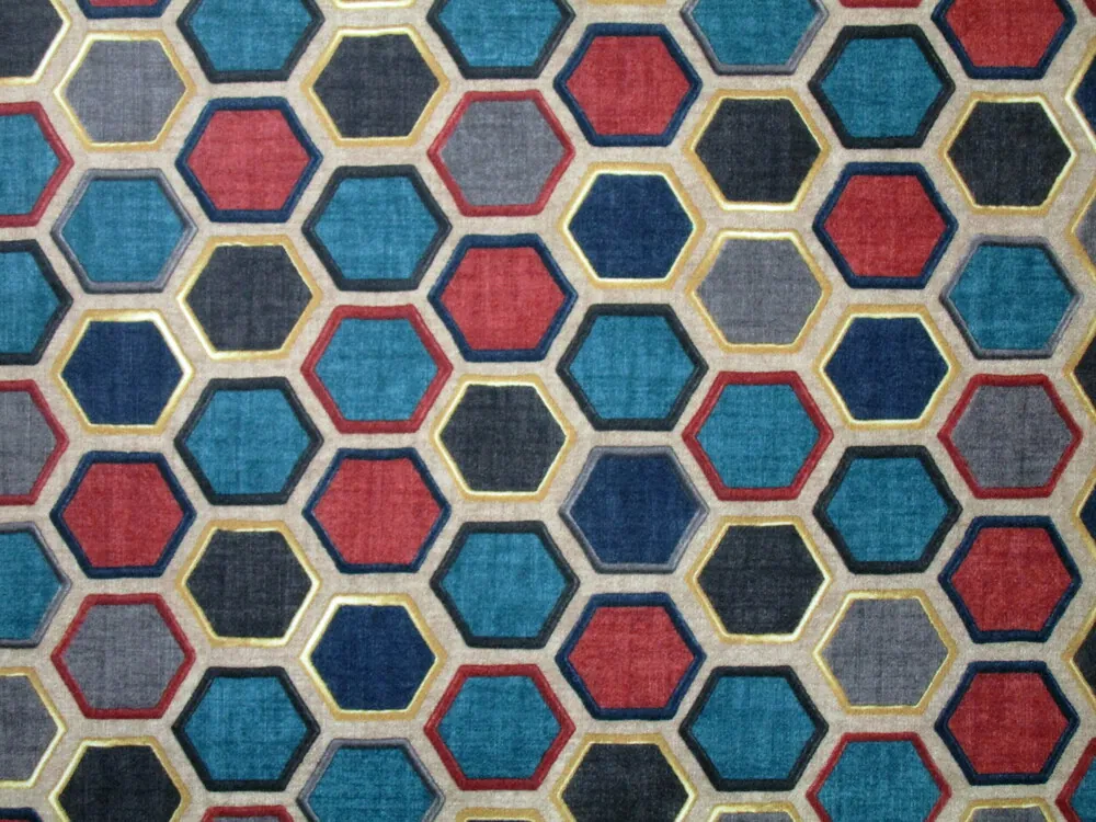 Kostýmovka béžová "farebný geometrický motív" 