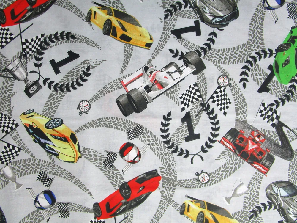 Bavlna sivá "lamborghini, formula"
