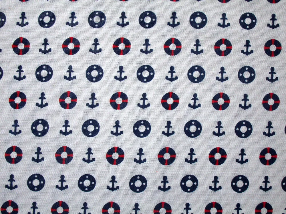 Poťahovka biela "námornícky vzor"