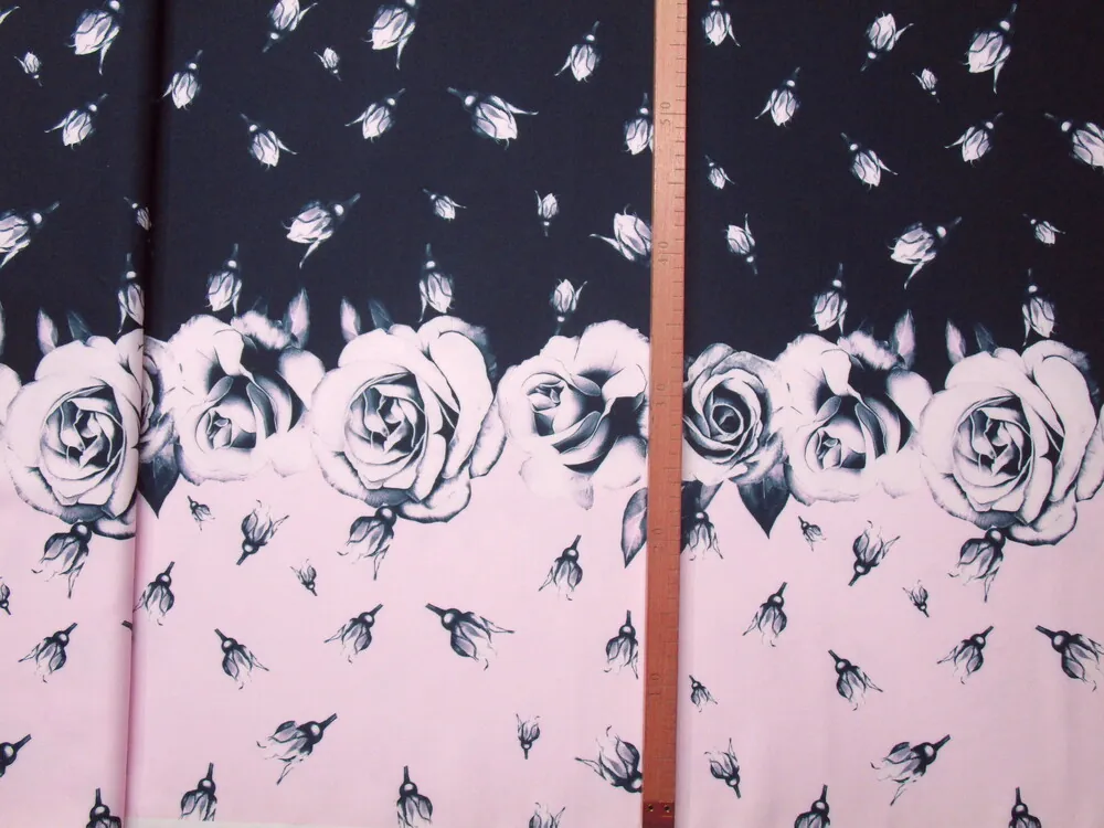 Šatovka Ela ružovo-tmavomodrá "kvety" - bordúra obojstranná - zbytok