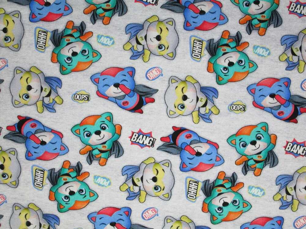 Úplet sivý melír "zvieratká superhrdinovia" - digitálna tlač