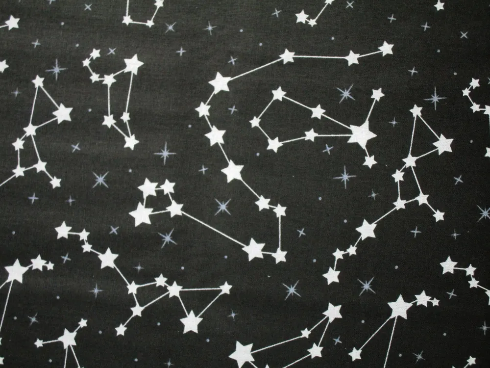 Bavlna čierna "biela hviezdna obloha"