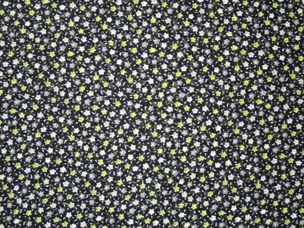 Šifón čierny "drobný kvet"