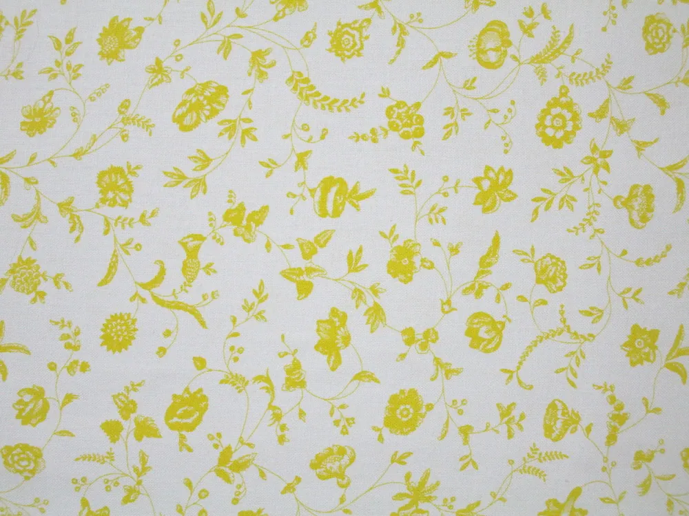Bavlna biela "žlté kvety" - certifikovaná 