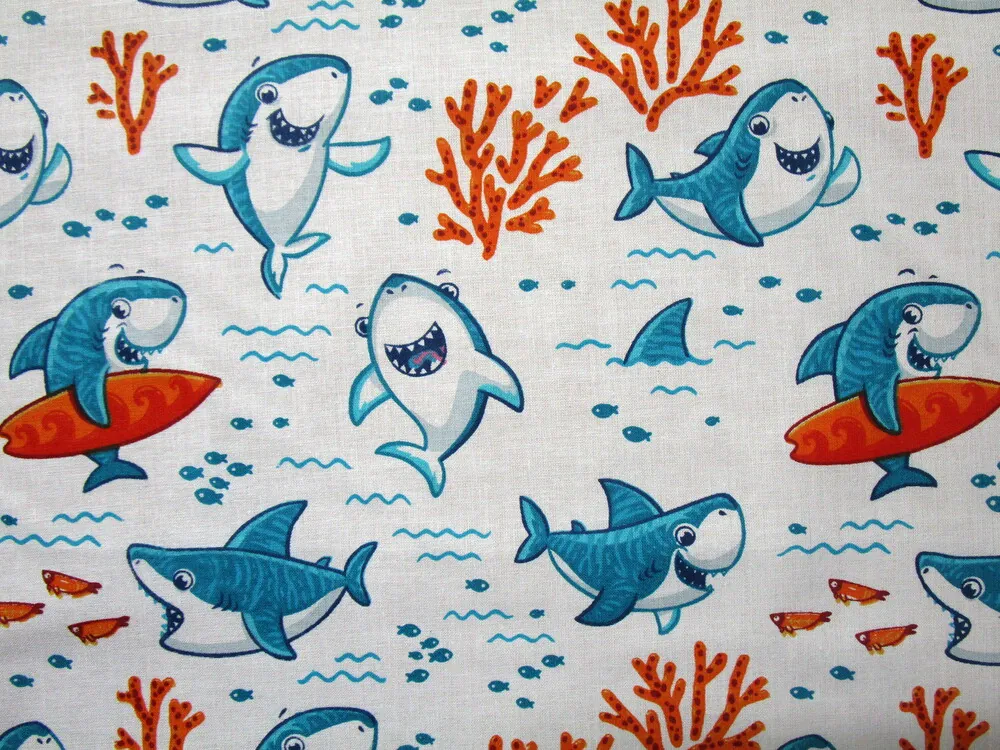 Bavlna biela "veselý žralok"