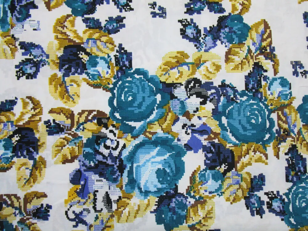 Úplet biely "tyrkysové kvety" - zbytok