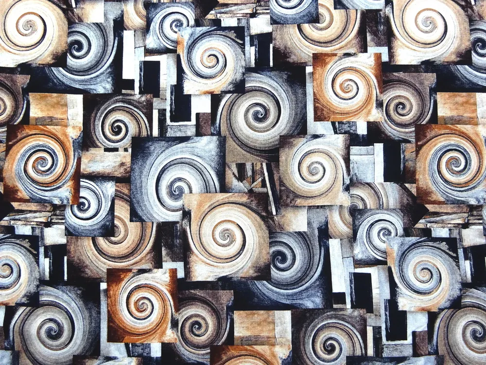 Šatovka čierna "béžovo-sivo-modrý vzor"