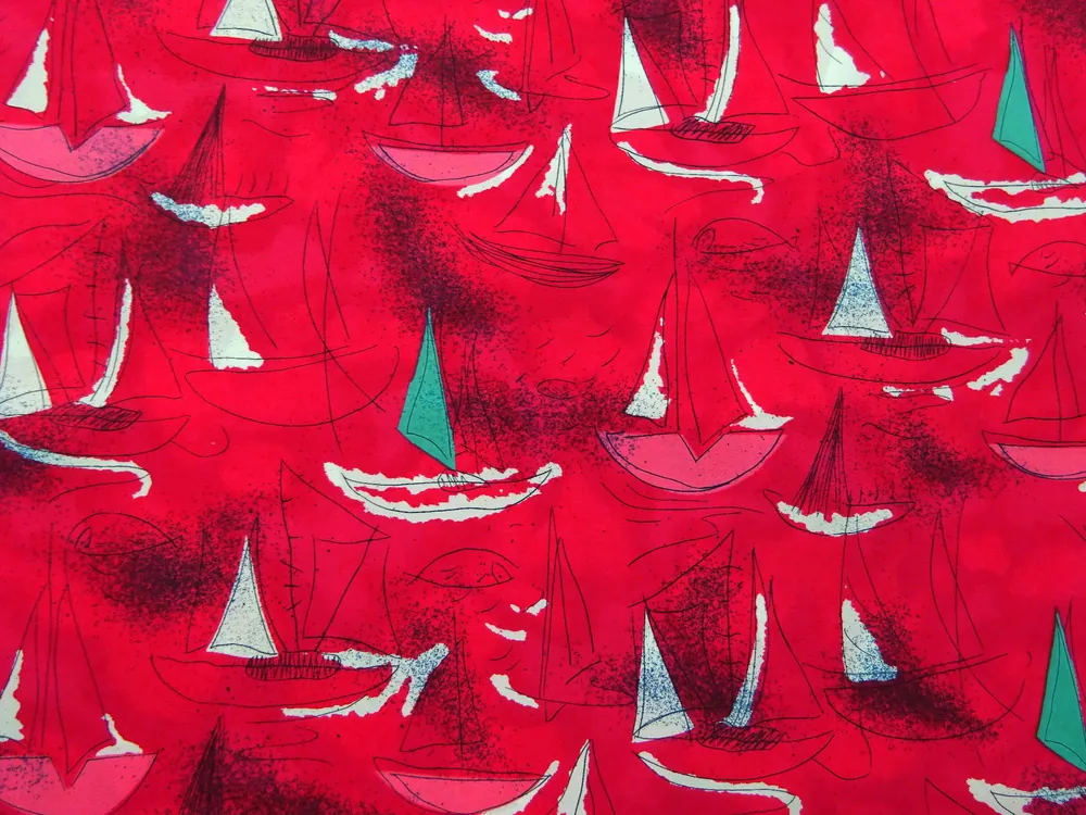 Košelovina červená "plachetnice"