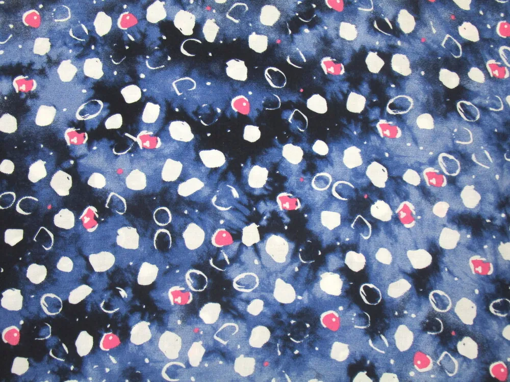 Šatovka modrá batika "bielo-ružové bodky"