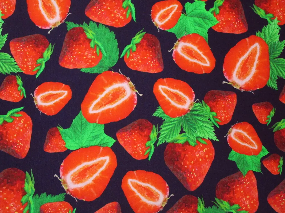 Úplet tmavomodrý "jahody" - digitálna tlač