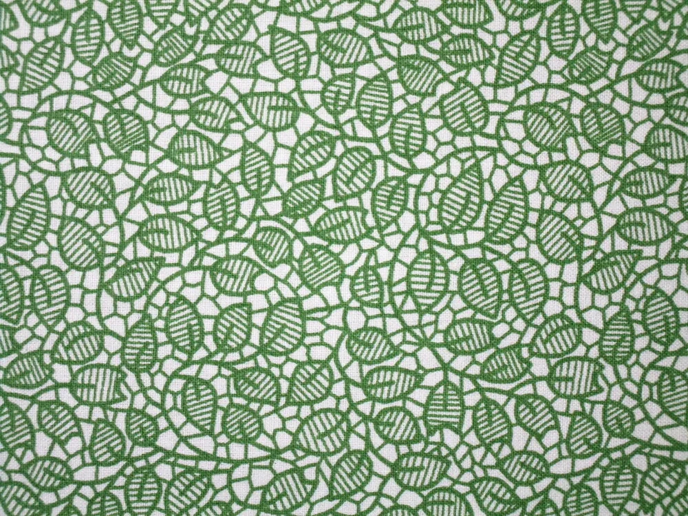 Bavlna smotanová "zelené listy" 