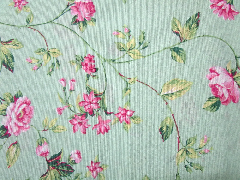 Poťahovka zelená "ružové kvety"