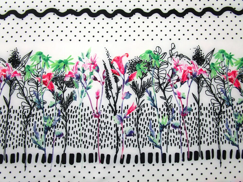Šatovka maslová "kvety, bodky" - bordúra obojstranná