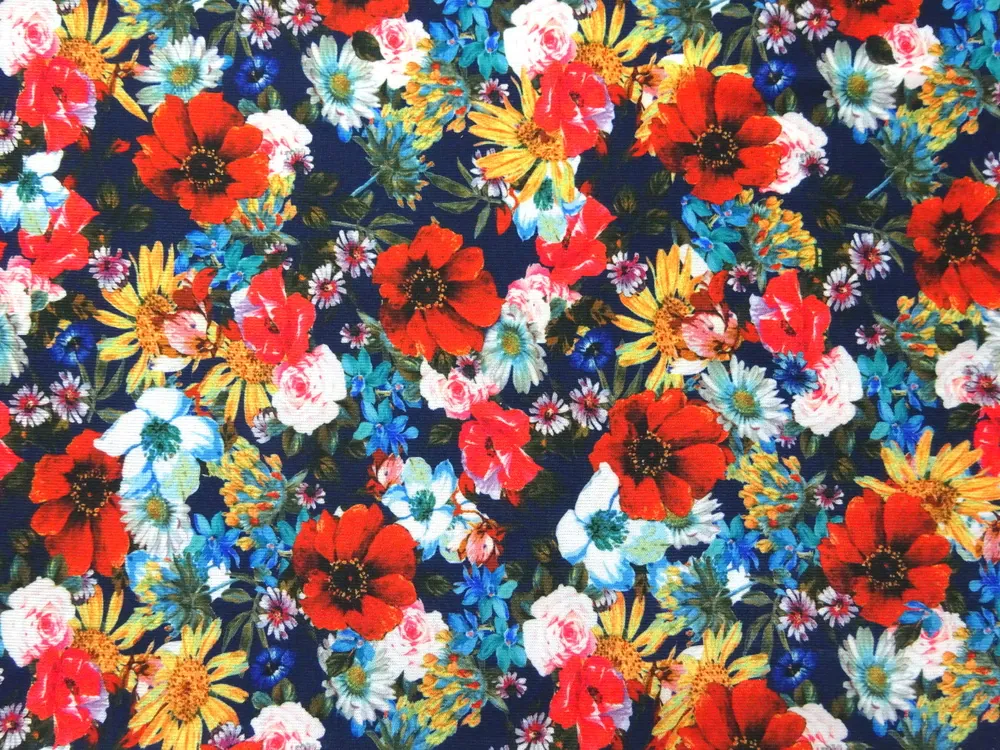 Úplet tmavomodrý "farebné kvety"