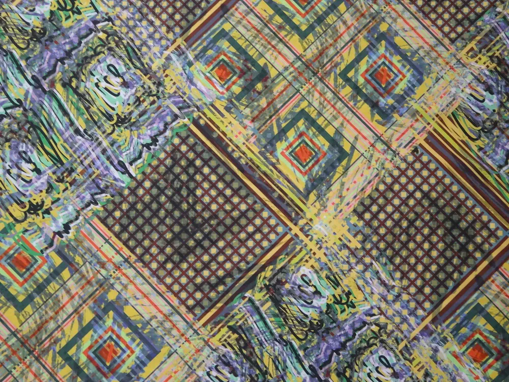 Hodváb medový "farebný vzor" 