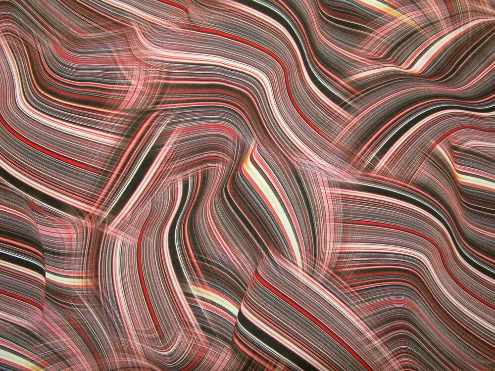 Hodváb červeno-hnedý "vlnovky" 