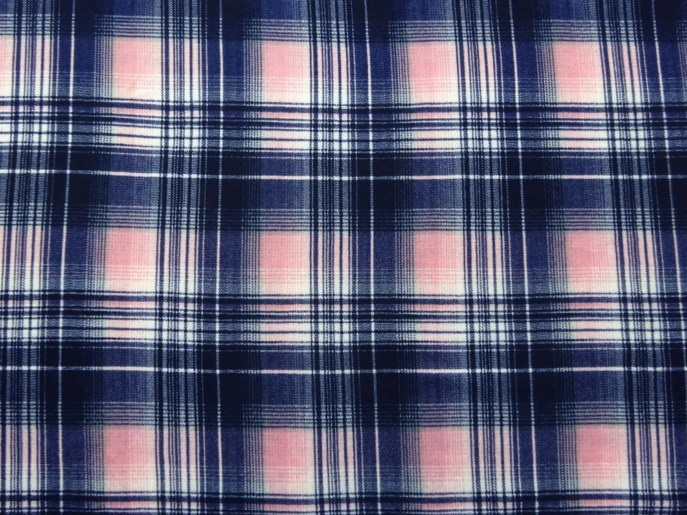 Úplet s angorou smotanovo-ružovo-modrý "káro"