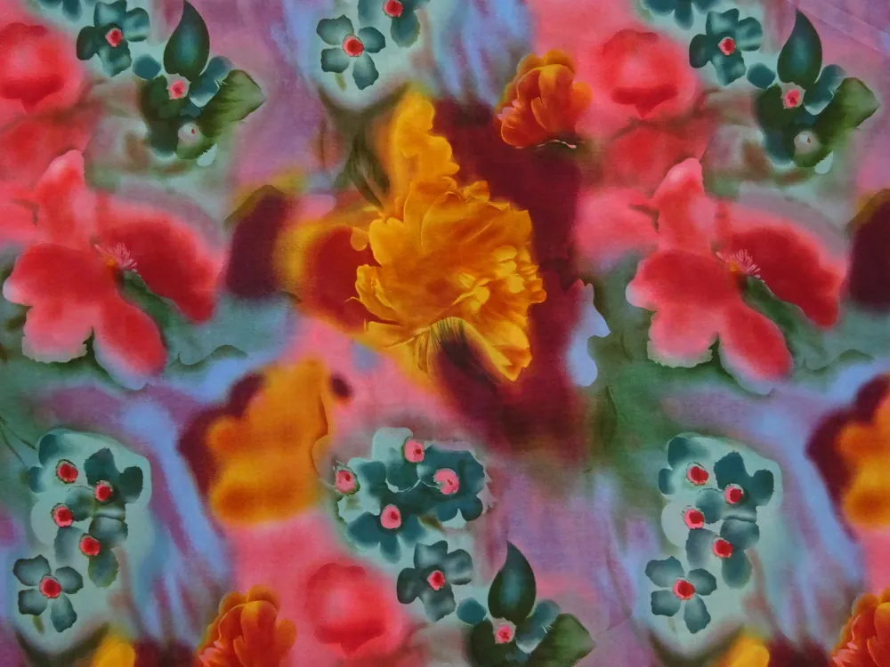 Šifón farebný "kvety" 