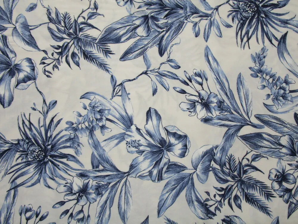 Šatovka smotanová "modré kvety" 