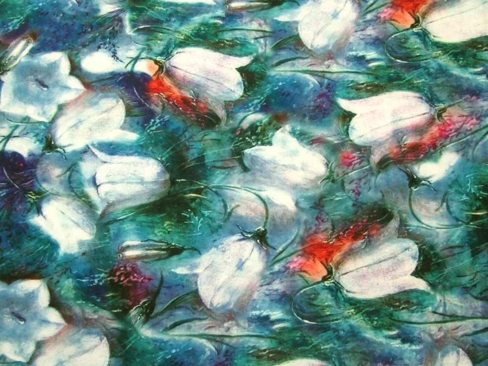 Šatovka zeleno-modro-fialová "zvončeky"