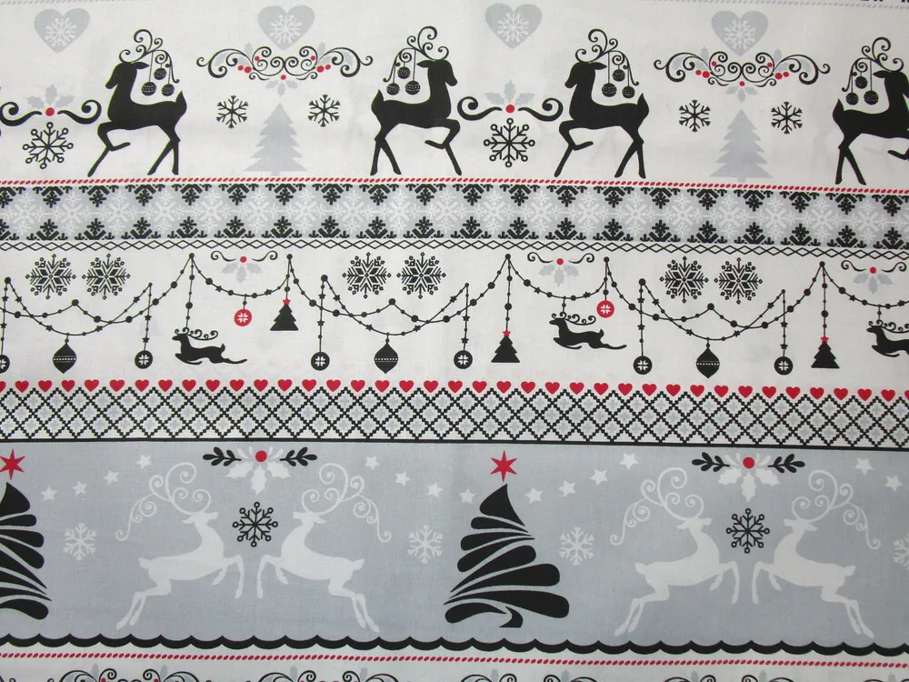 Bavlna bielo-sivá "zimný motív" 