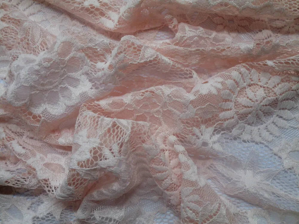 Krajka elastická broskyňová "kvety" 