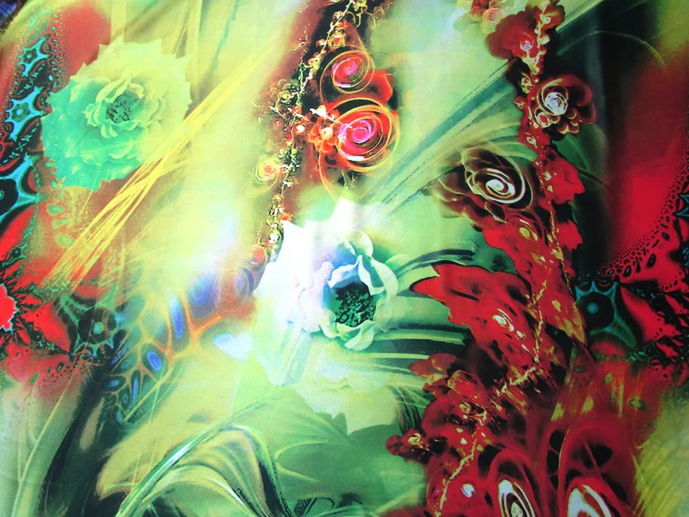 Satén farebný "veľké kvety" 