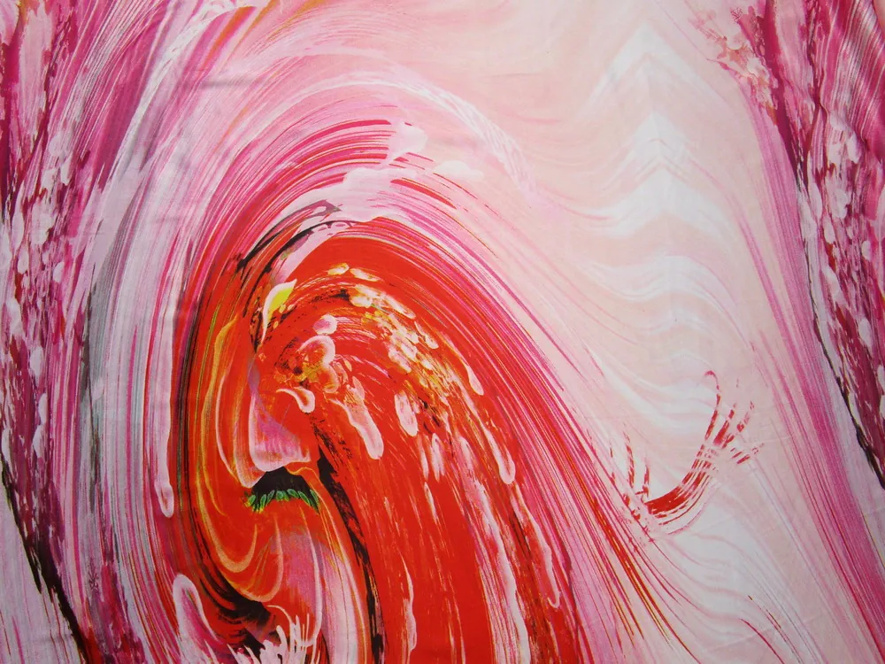 Satén ružový "ružovo - červená vlnovka"