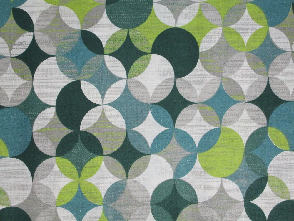Bavlna bielo-sivá "zeleno-sivé kruhy"