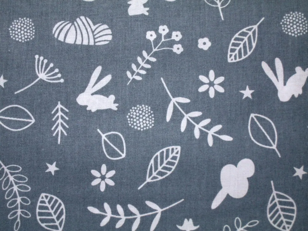 Bavlna sivo-modrá "lesné zvieratká" 