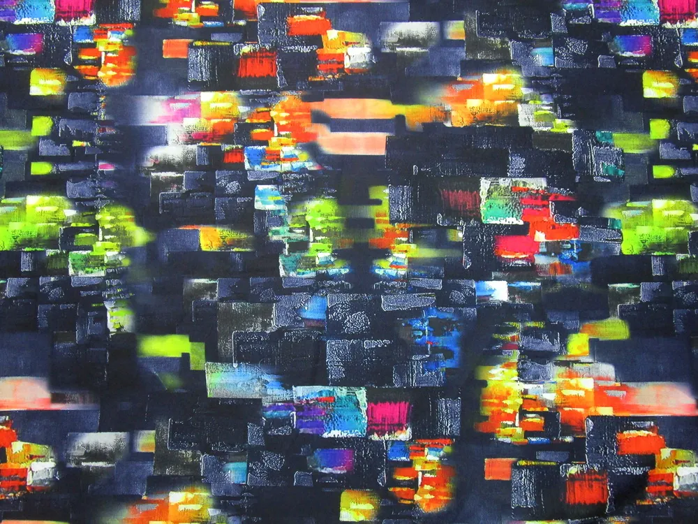 Šatovka tmavomodrá "farebné geometrické tvary"