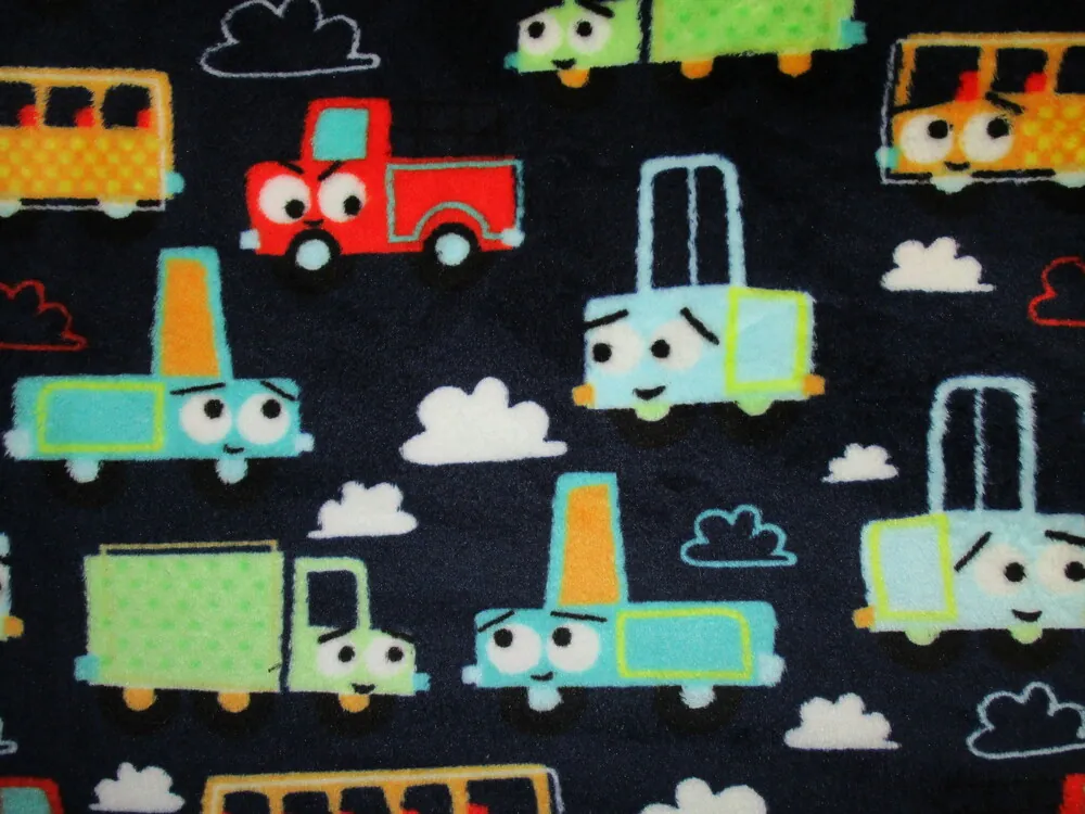 Fleece "vláčik a bodka" - obojstranný