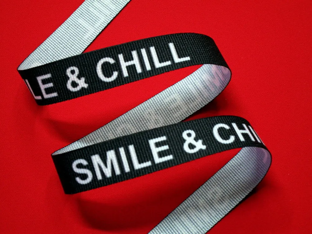 Stuha rypsová čierna "SMILE & CHILL"