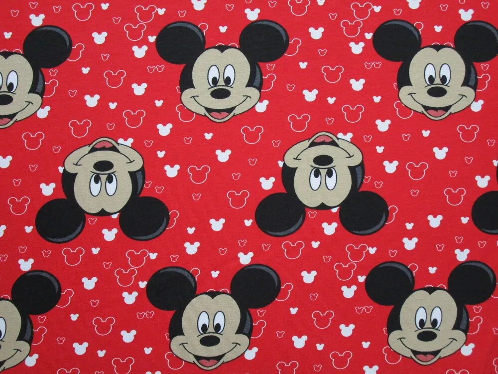 Teplákavina červená "Mickey" 