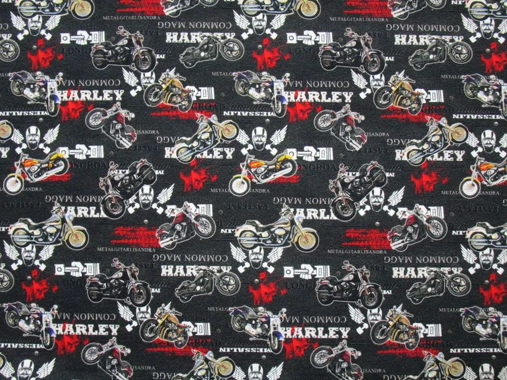Teplákovina čierna "motorky Harley" 