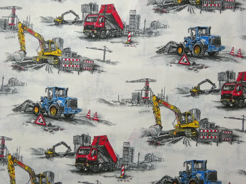 Bavlna maslová "stavebné vozidlá" 