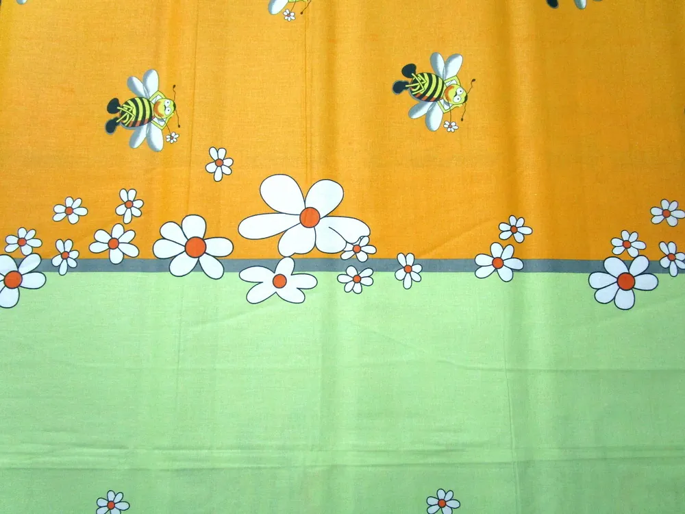 Bavlna pomarančovo-bielo-zelená "včielka"